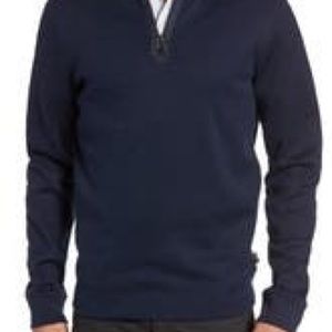 BOSS Sidney Quarter Zip Pullover - Navy Blue - Medium